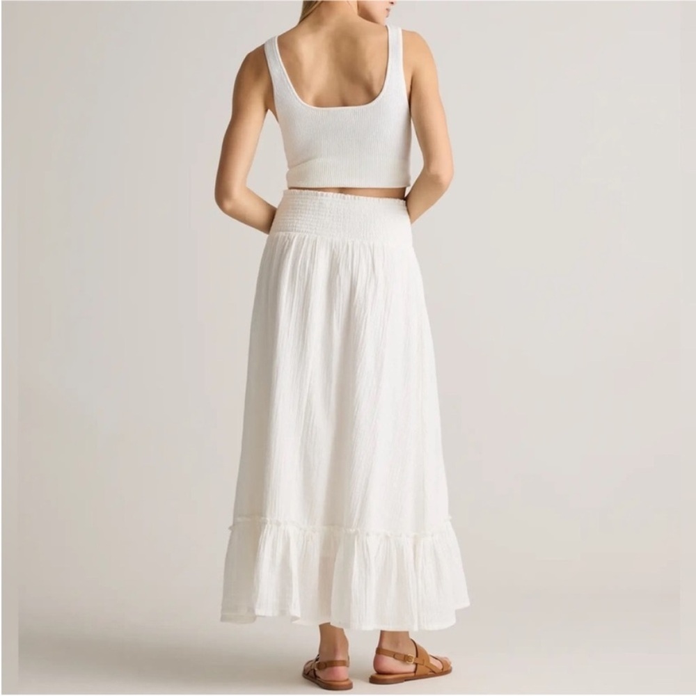 QUINCE 100% Organic Cotton Gauze Smocked Maxi Skirt MEDIUM - Picture 5 of 12